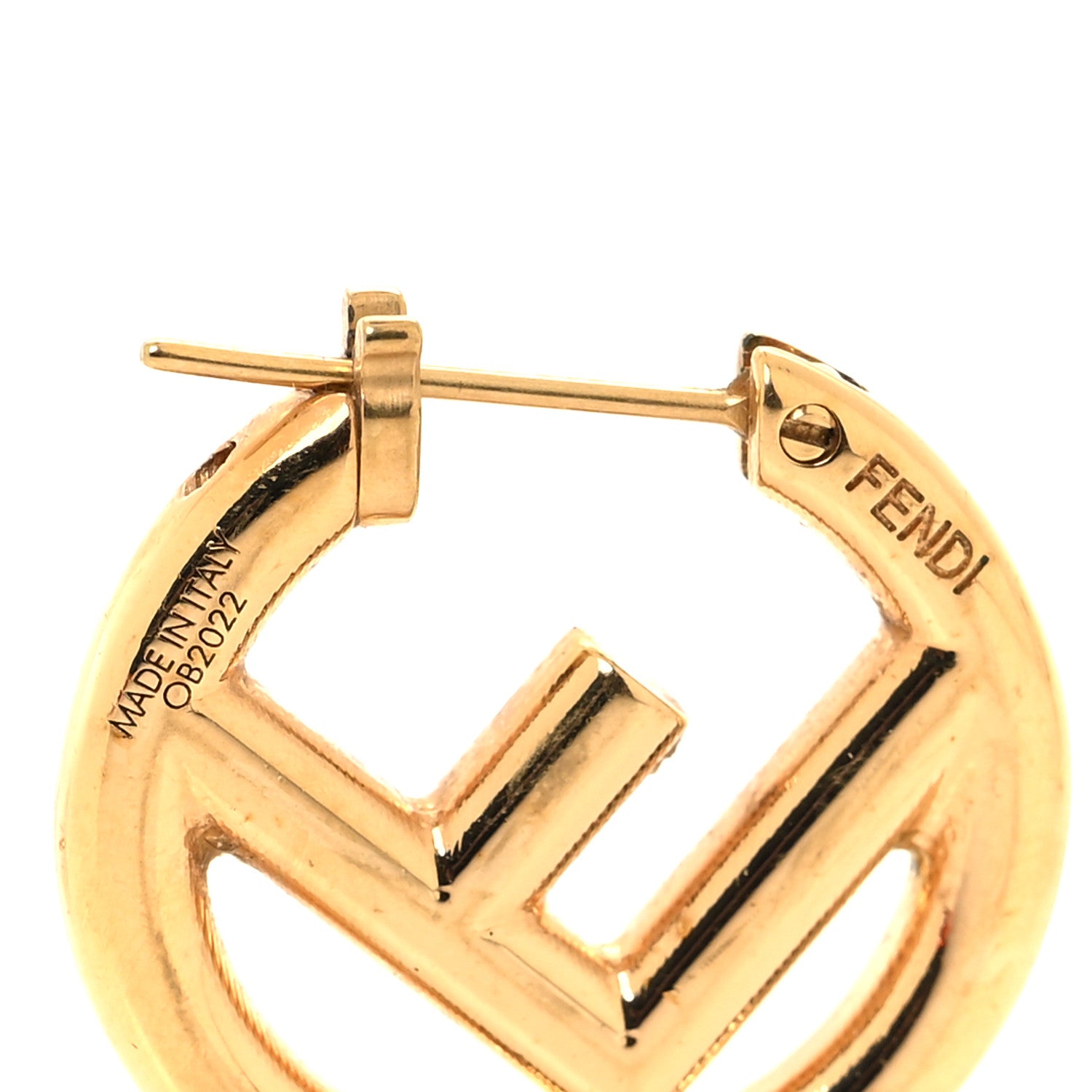 Fendi Metal FF Hoop Earrings Gold 4 of 5