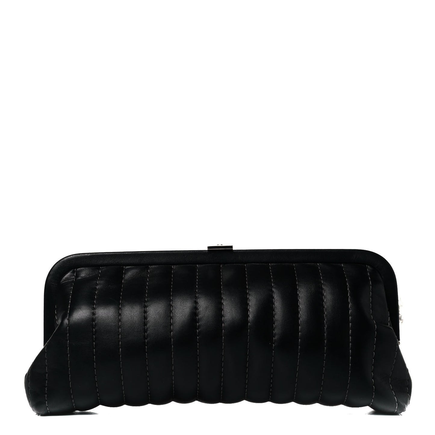 Lambskin Vertical Quilted Mademoiselle Clutch Black