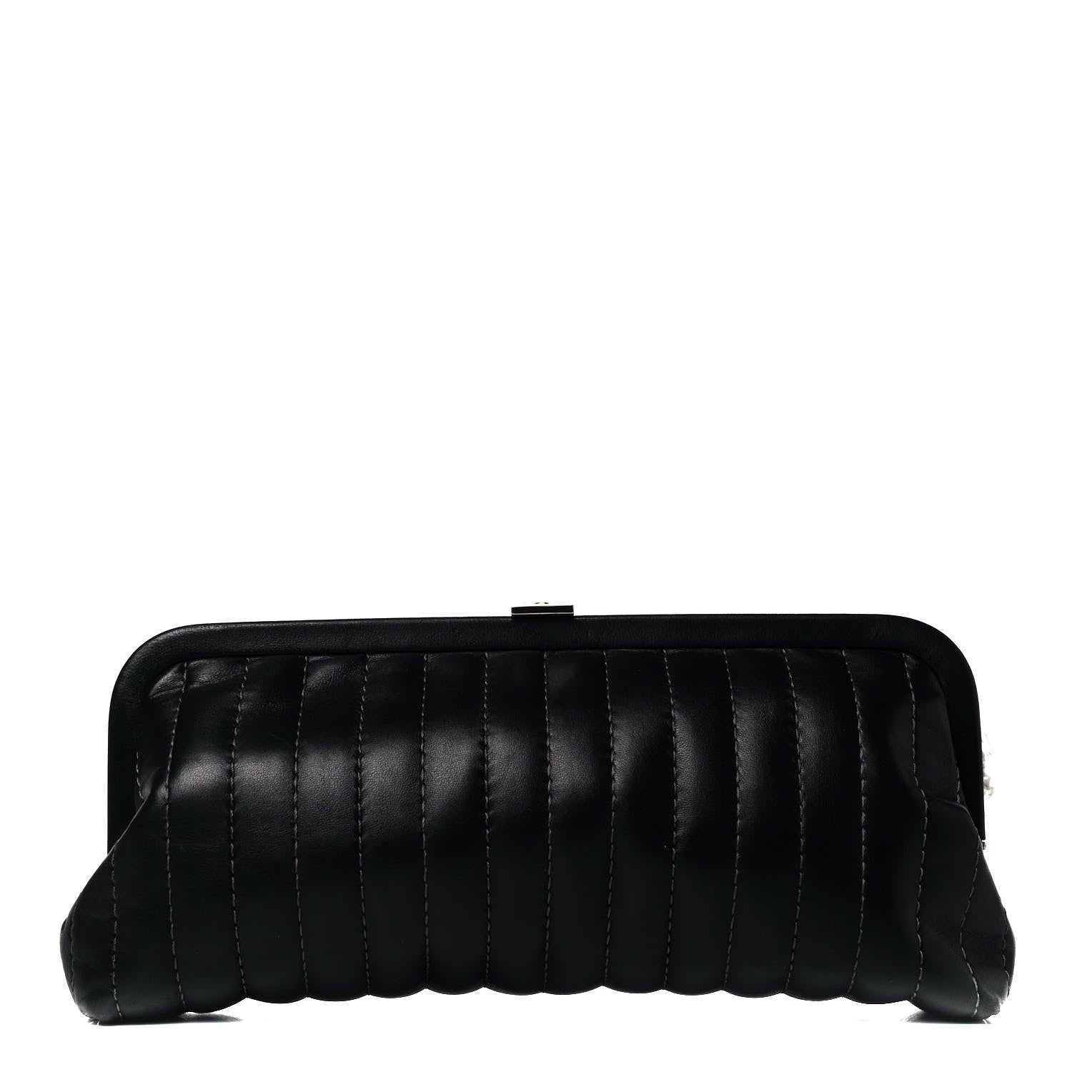 Chanel Lambskin Vertical Quilted Mademoiselle Clutch Black 1 of 10