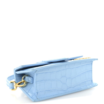 Jacquemus Calfskin Crocodile Embossed Le Bambino Blue 4 of 10