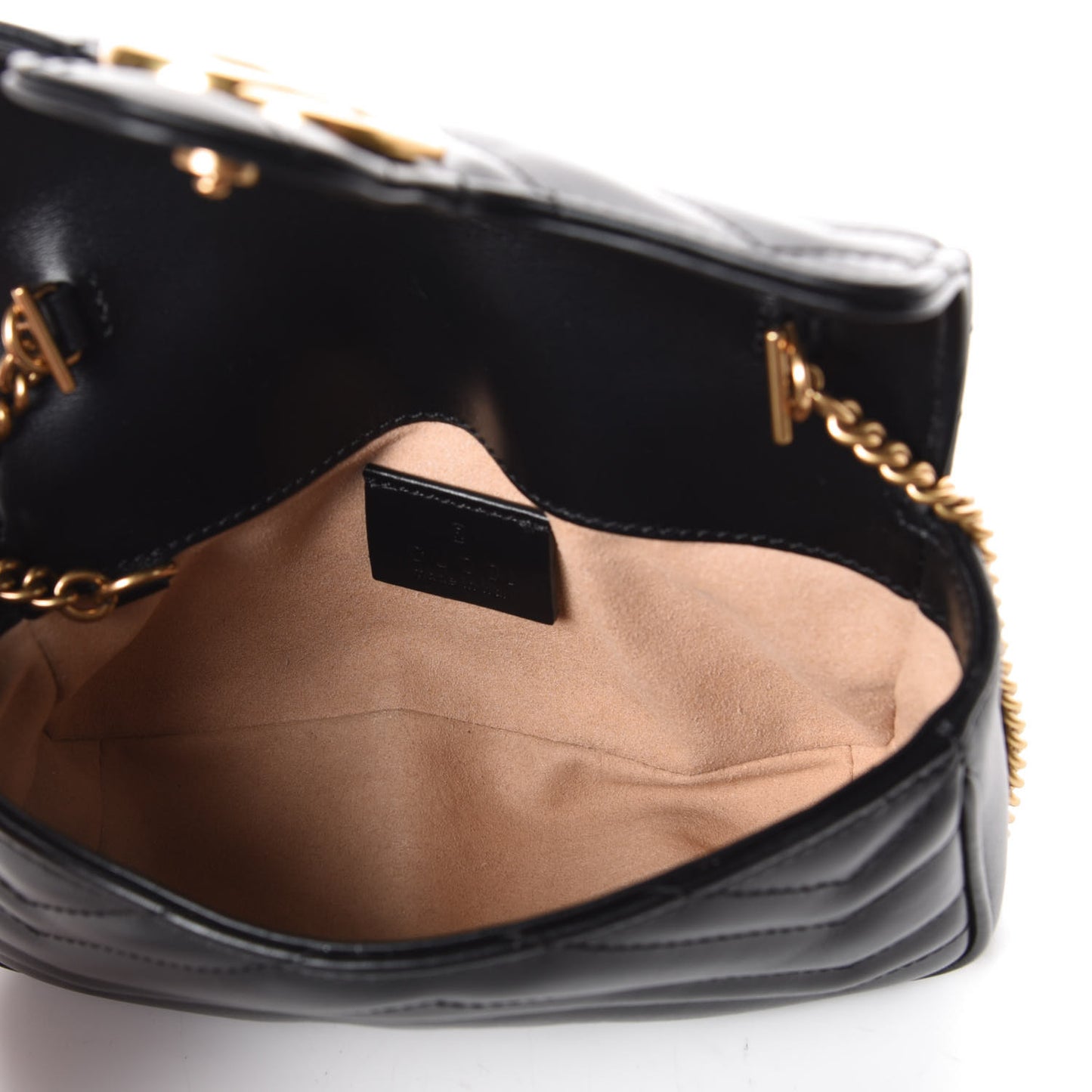 Calfskin Matelasse Super Mini GG Marmont Shoulder Bag Black