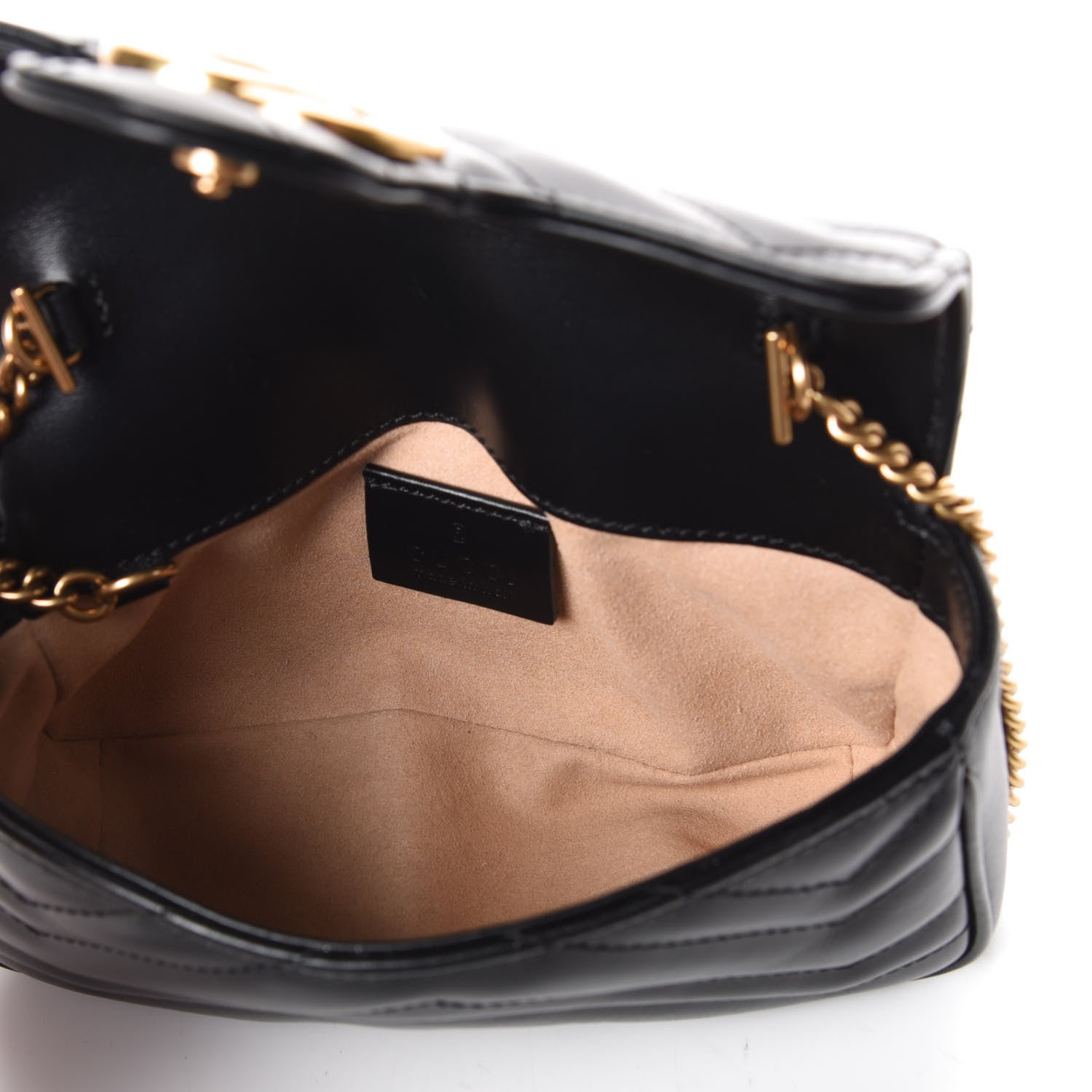 Gucci Calfskin Matelasse Super Mini GG Marmont Shoulder Bag Black 5 of 8