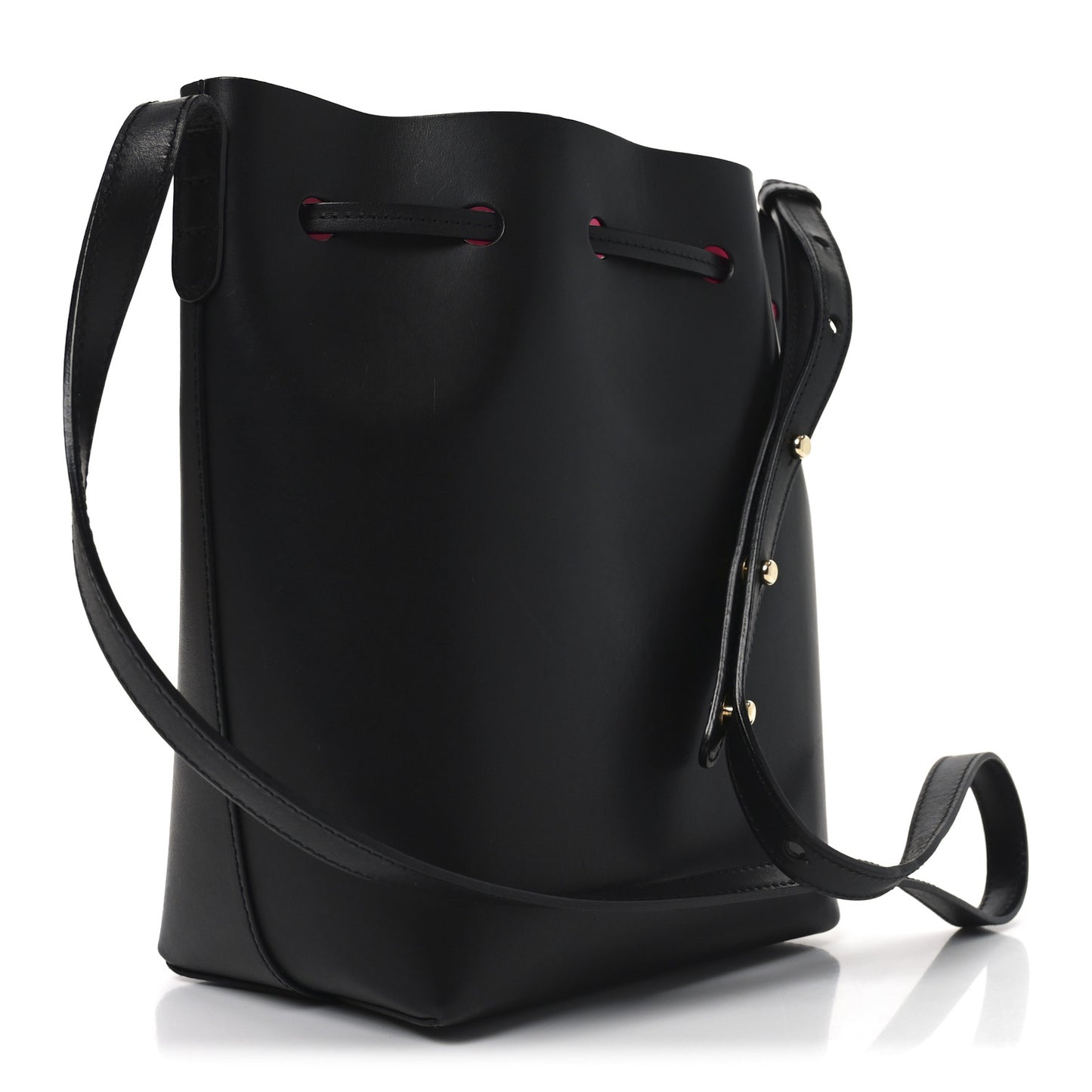 Vegetable Tanned Calfskin Mini Bucket Bag Black Dolly