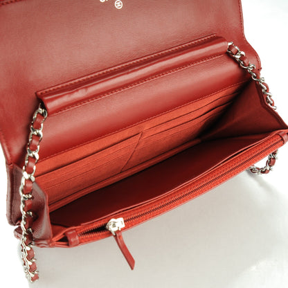 Chanel Lambskin Quilted Wallet On Chain WOC Red 5 of 8