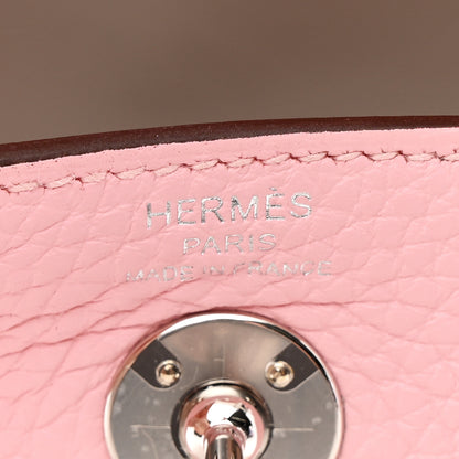 Hermes Taurillon Clemence Verso Mini Lindy 20 Rose Sakura Gris Perle 6 of 11