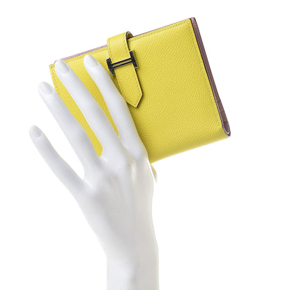 Hermes Epsom Verso Bearn Compact Wallet Lime Mauve Silvestre 2 of 8