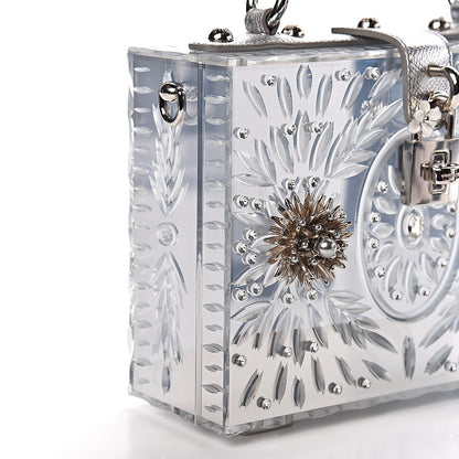 Dolce & Gabbana Plexiglass Embellished Metallic Dauphine Box Bag Argento 16 of 21