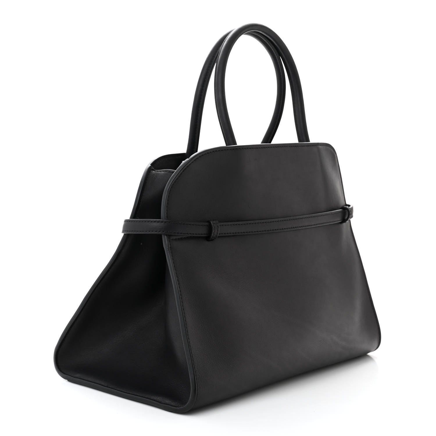 The Row Polished Saddle Calfskin Soft Margaux Belt 12 Black 3 of 9