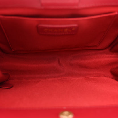 Chanel Calfskin Quilted CC Chain Accordion Tote Red 4 of 12
