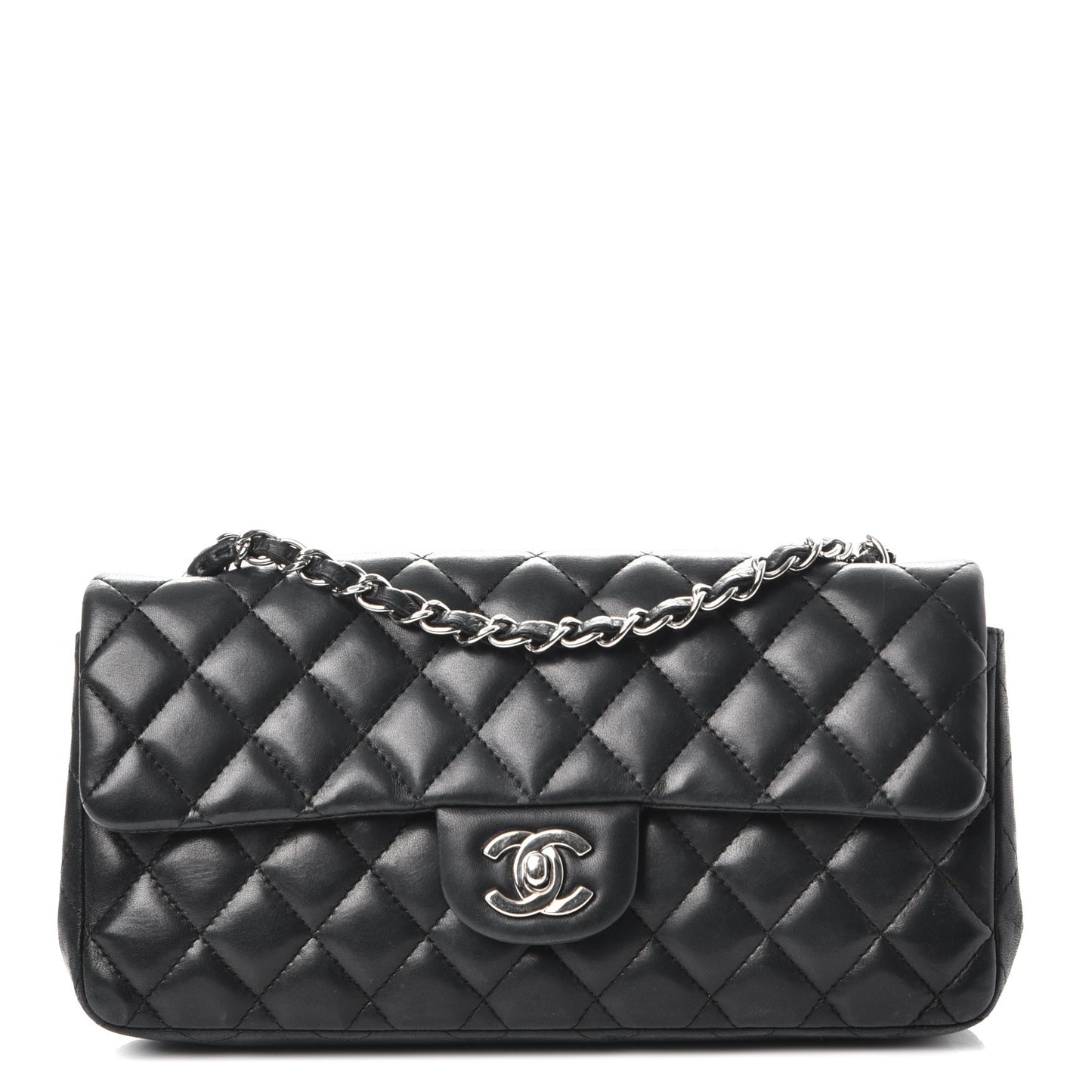 Lambskin Quilted East West Flap Black
