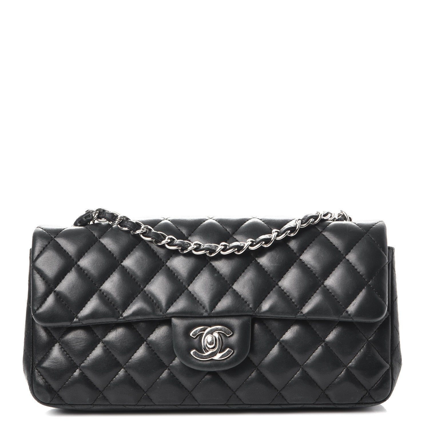 Chanel Lambskin Quilted East West Flap Black 1 of 7