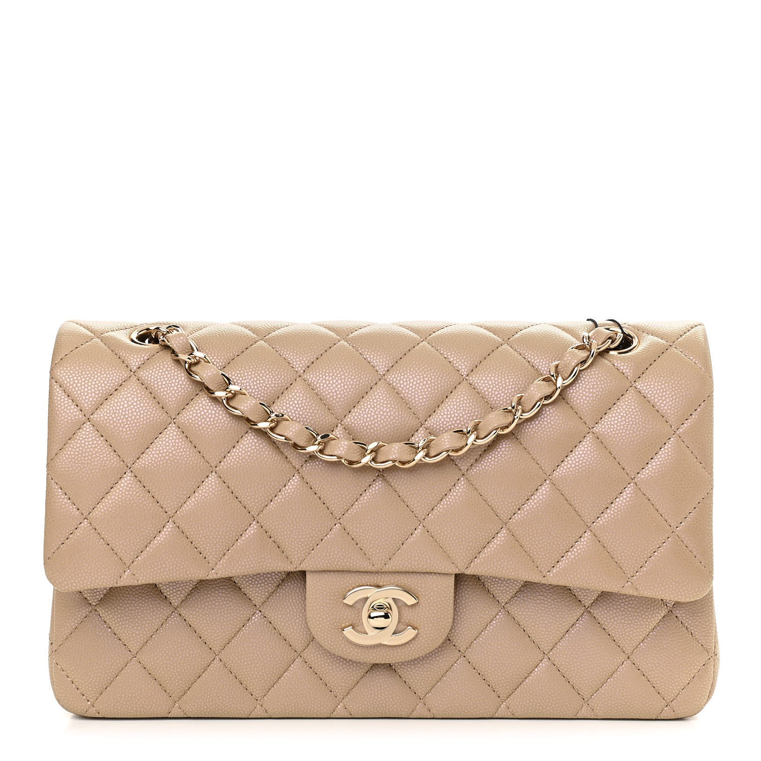 Chanel Iridescent Caviar Quilted Medium Double Flap Dark Beige 1 of 13