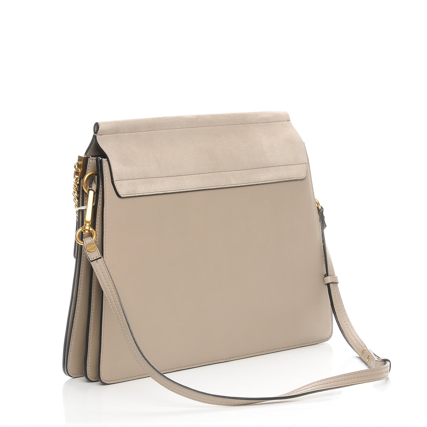 Calfskin Suede Studded Medium Faye Shoulder Bag Motty Grey