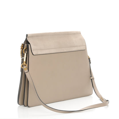 Chloe Calfskin Suede Studded Medium Faye Shoulder Bag Motty Grey 3 of 7