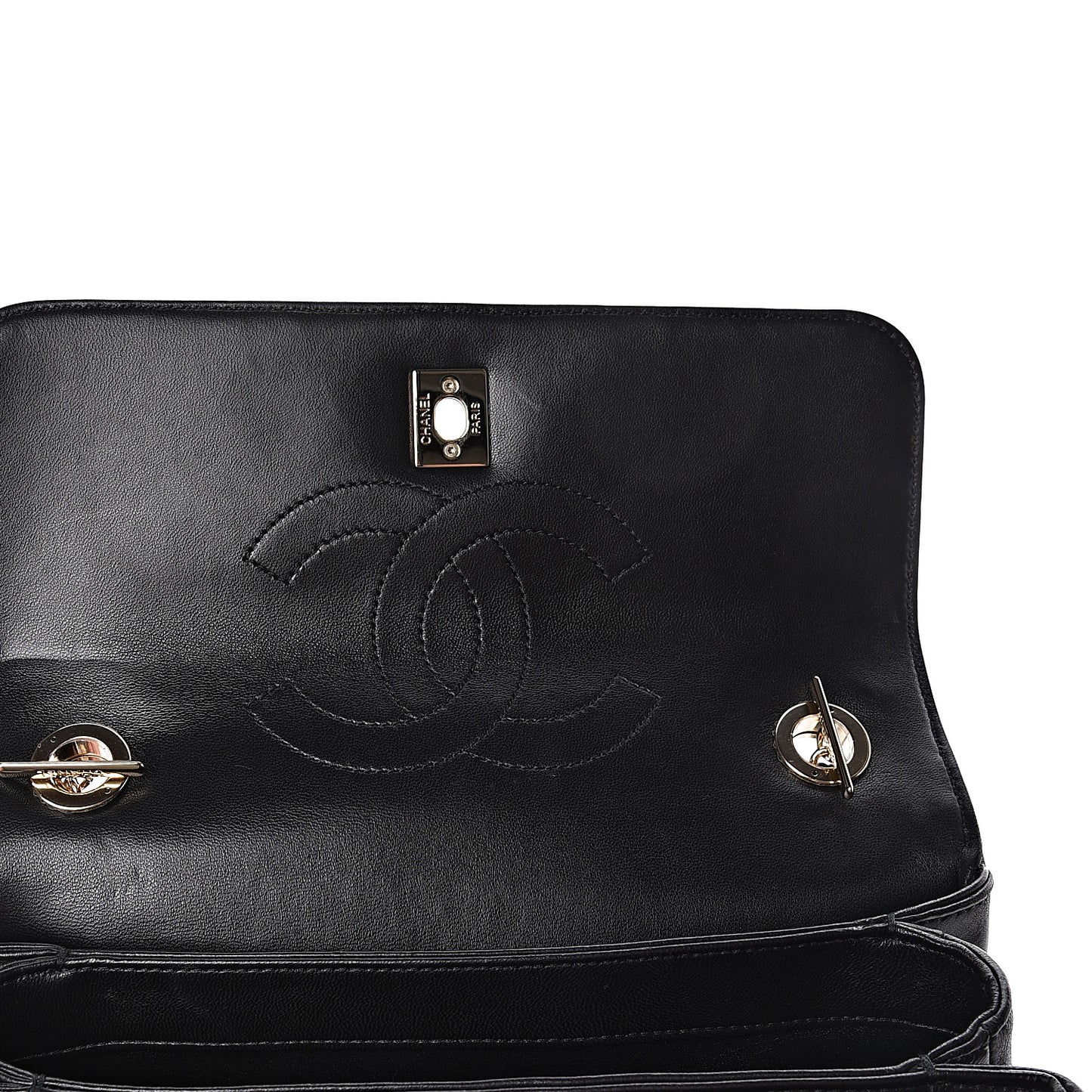 Lambskin Quilted Small Trendy CC Dual Handle Flap Bag Black