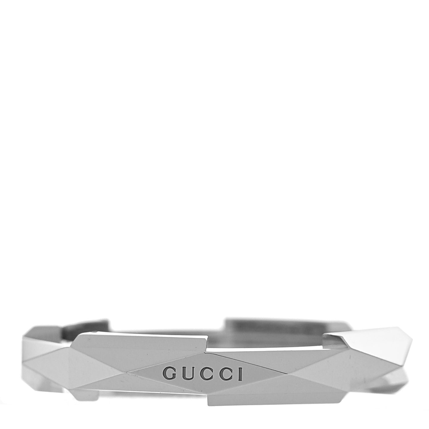 18K White Gold 4mm Link To Love Studded Ring 57 8