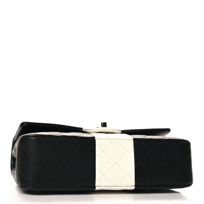 Chanel Lambskin Quilted Medium Double Flap Black White 4 of 11