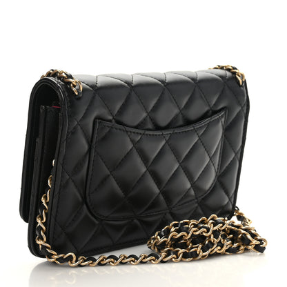 Chanel Lambskin Quilted Chain Around Wallet On Chain WOC Black 3 of 10