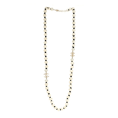 Chanel Pearl Grosgrain CC Long Necklace Gold 3 of 6