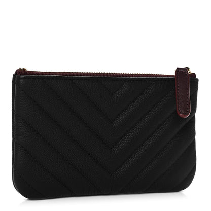 Chanel Caviar Chevron Quilted Small Cosmetic Case Black 3 of 11
