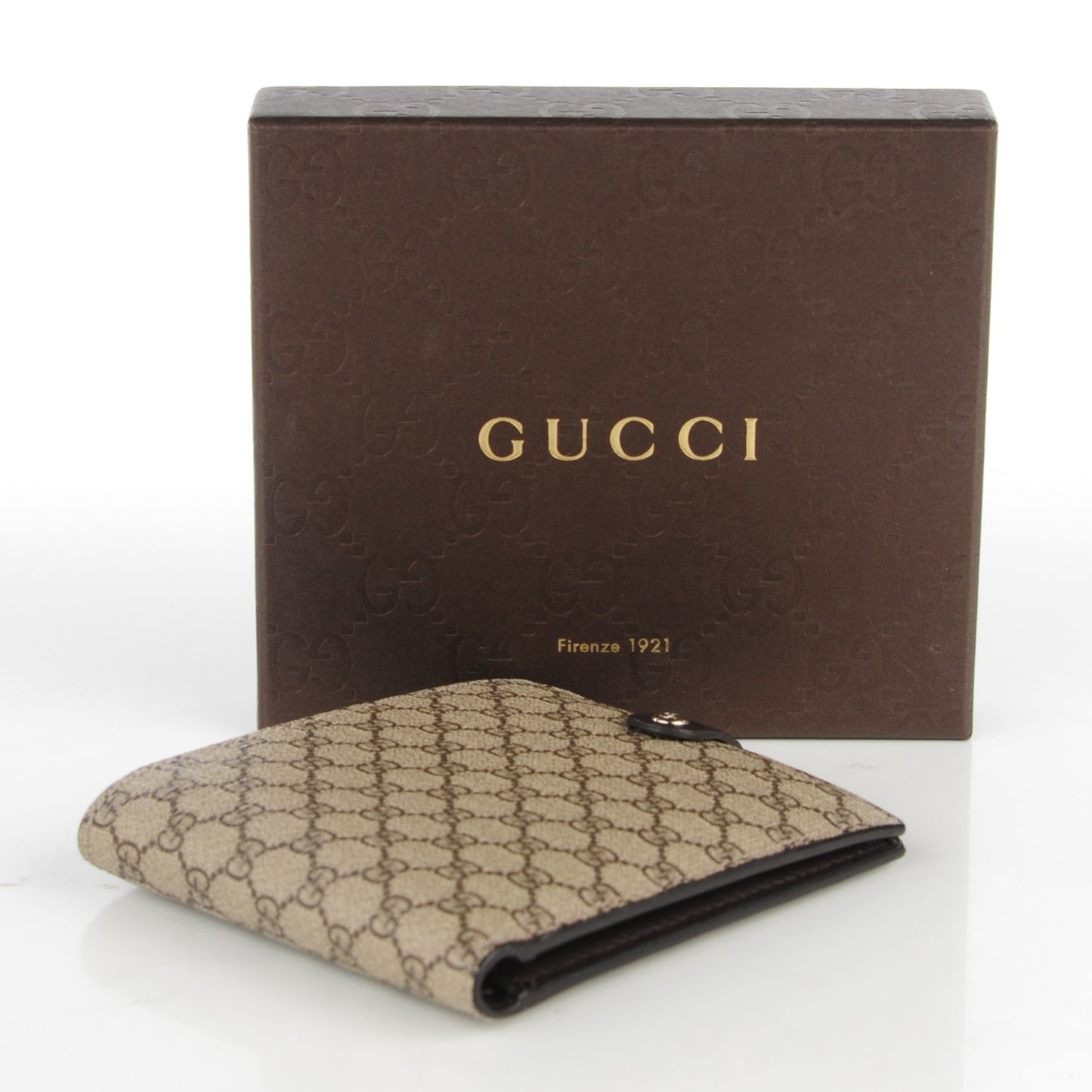 GG Supreme Monogram Bi-Fold Wallet Dark Brown