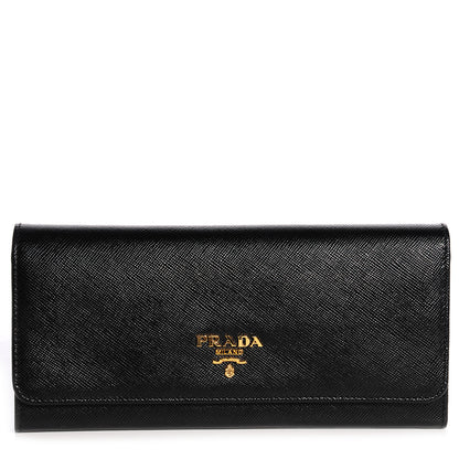 Prada Saffiano Multicolor Continental Flap Wallet Black Geranio 1 of 7