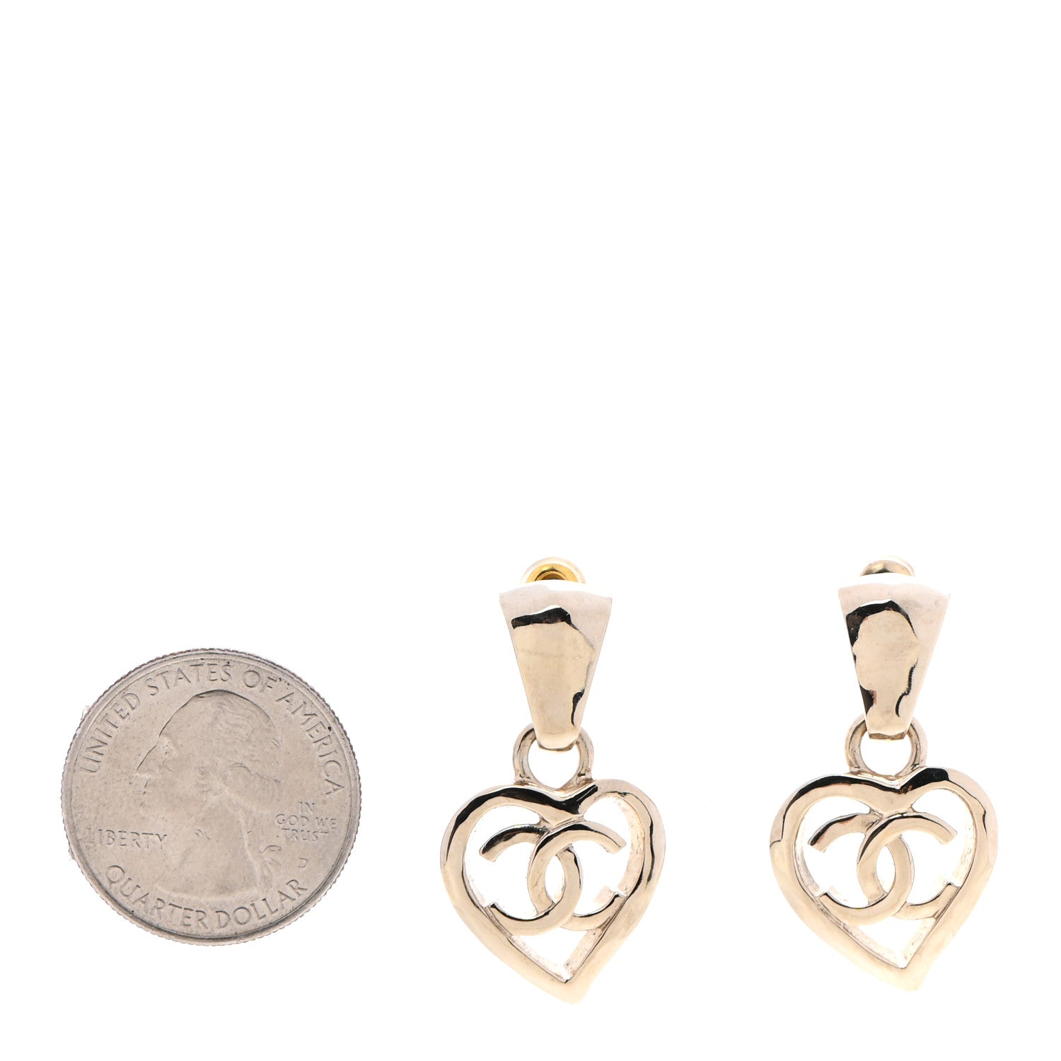 Chanel Metal CC Heart Coco In Love Drop Earrings Gold 2 of 4
