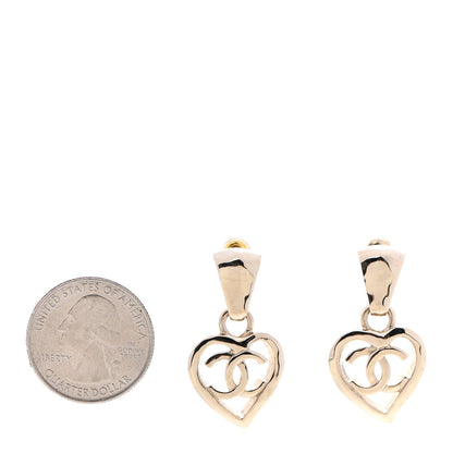 Chanel Metal CC Heart Coco In Love Drop Earrings Gold 2 of 4
