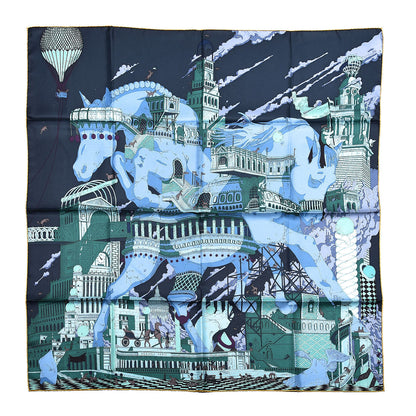Hermes Silk Hippopolis Scarf 90 Bleu Nuit Vert 1 of 4