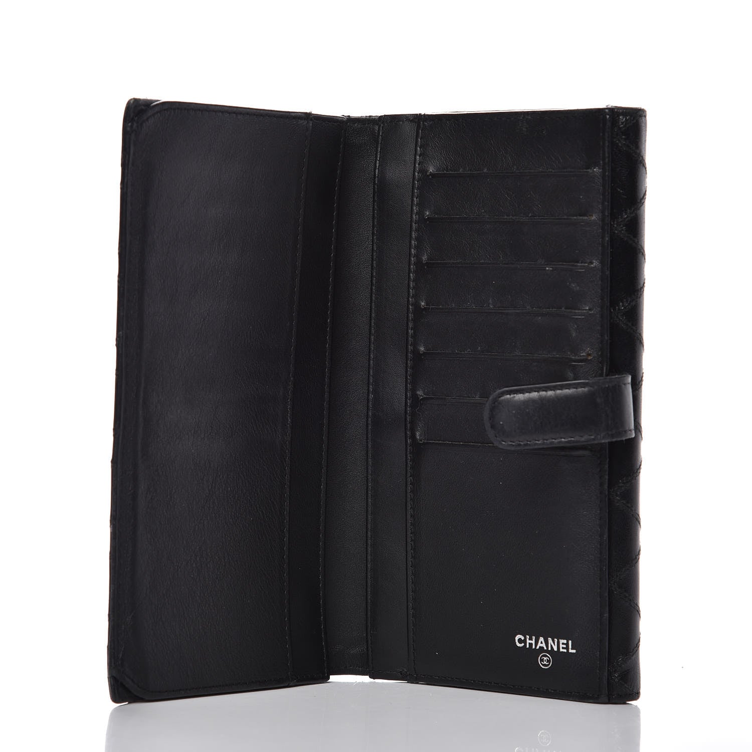 Chanel Lambskin Diamond Stitched Flap Wallet Black 5 of 15