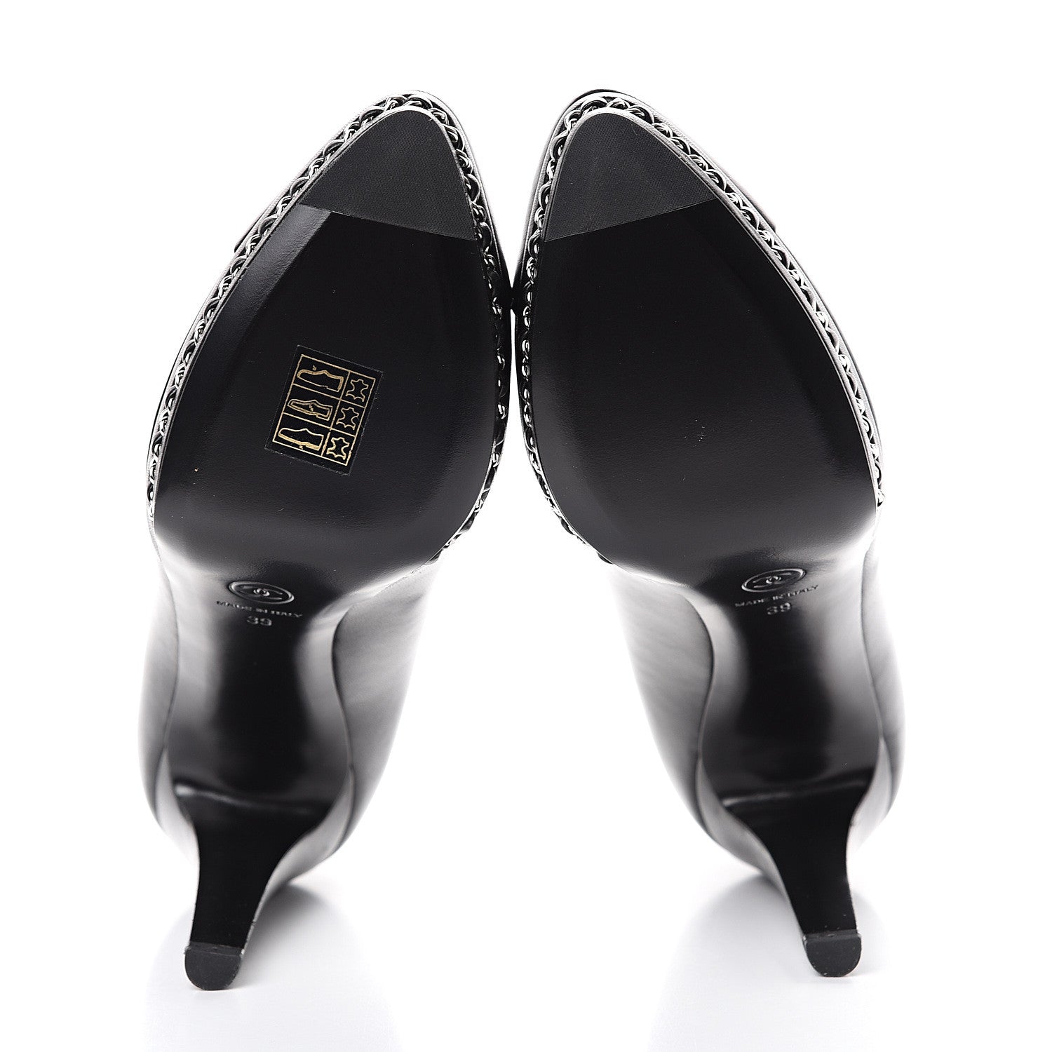 Chanel Lambskin CC Cap Toe Platform Chain Pumps 39 Black 5 of 11