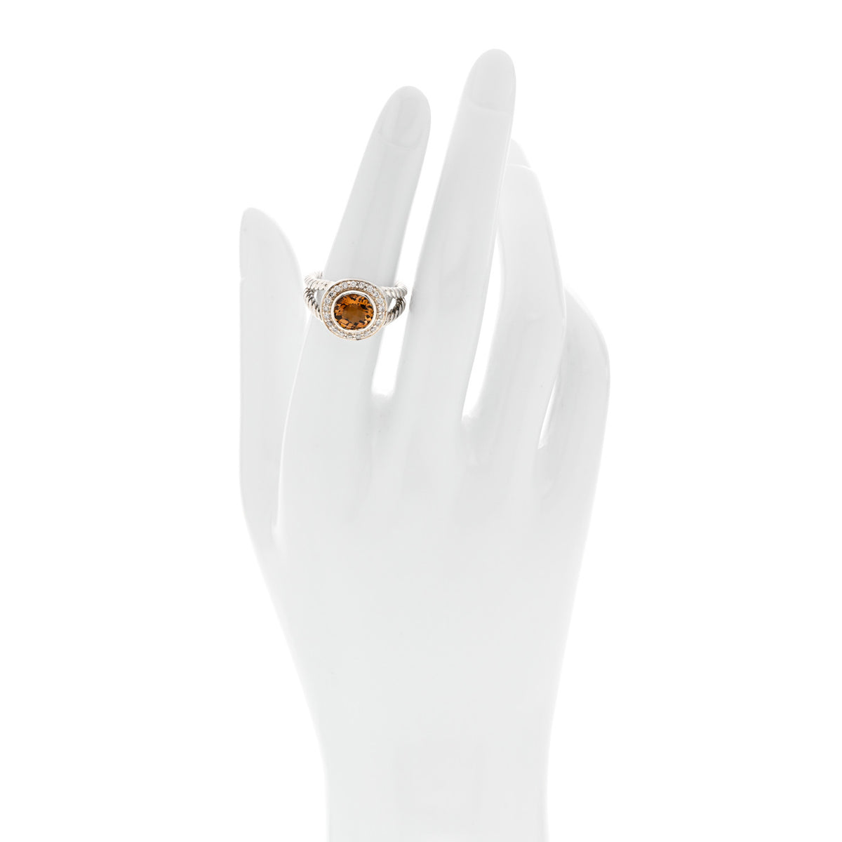 Sterling Silver Diamond Citrine 8mm Petite Cerise Ring  52 6
