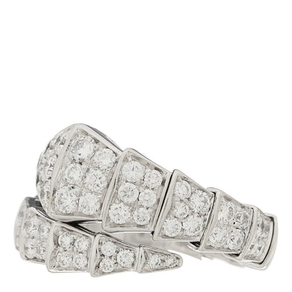 Bulgari 18K White Gold Diamond One-Coil Serpenti Viper Ring L 3 of 6