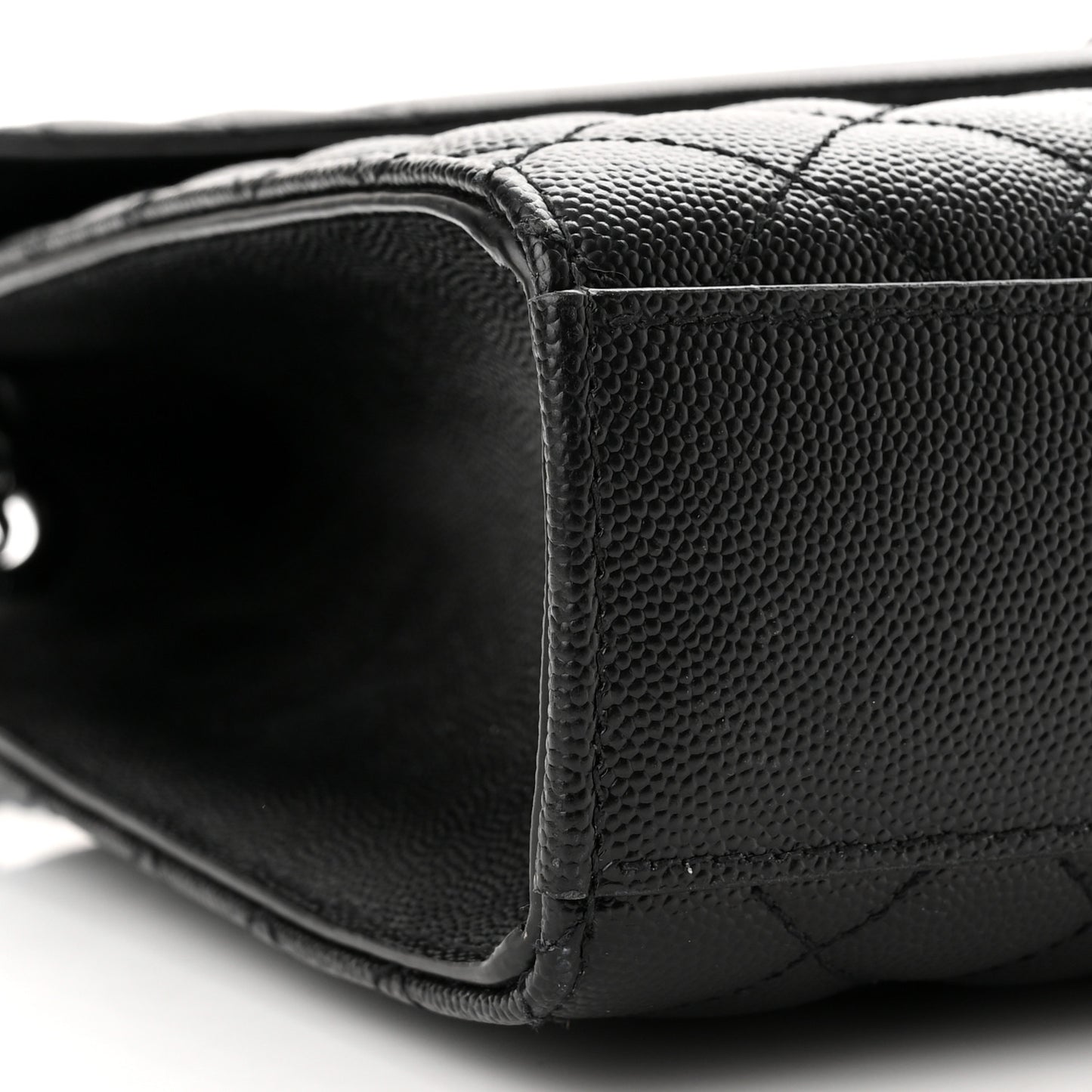 Grain De Poudre Textured Mixed Matelasse Large Triquilt Monogram Monochrome Satchel Black