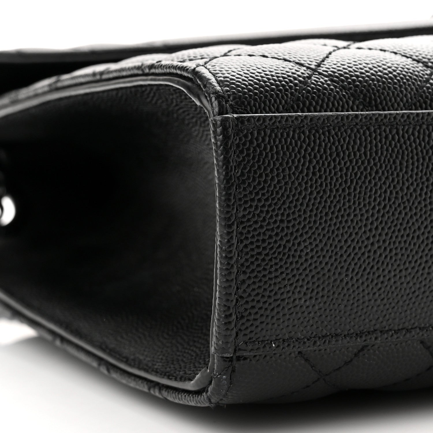 Saint Laurent Grain De Poudre Textured Mixed Matelasse Large Triquilt Monogram Monochrome Satchel Black 9 of 10