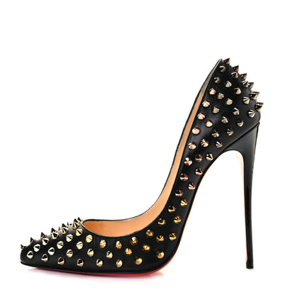 Christian Louboutin Kid Patent Follies Spikes 120 Pumps 39 Black 1 of 9