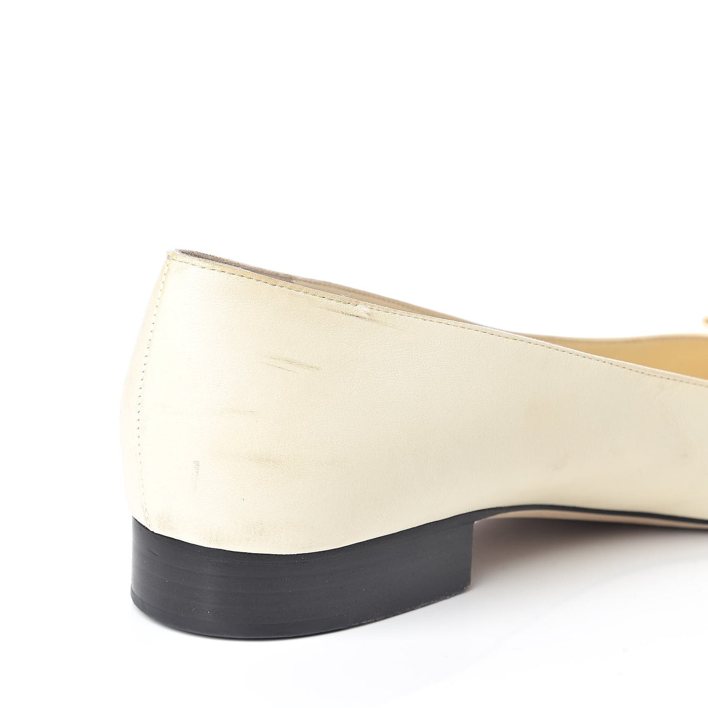 Lambskin Crystal CC Cap Toe Ballerina Flats 40.5 White Black