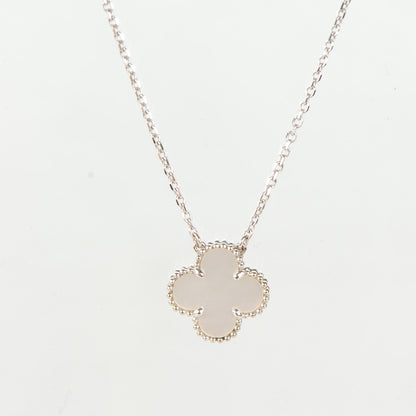 Van Cleef & Arpels 18K White Gold Mother of Pearl Vintage Alhambra Pendant Necklace 3 of 7