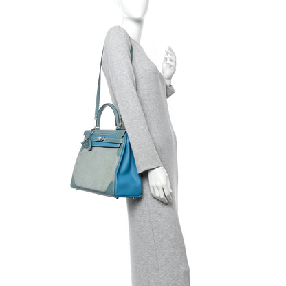 Hermes Veau Doblis Taurillon Clemence Evergrain Ghillies Kelly Retourne 35 Turquoise Ciel 2 of 11