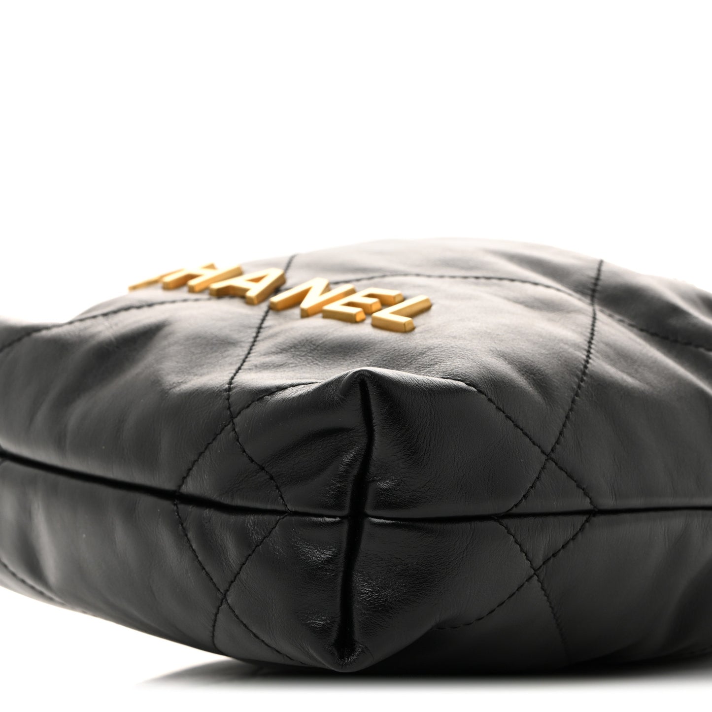 Shiny Calfskin Quilted Mini Chanel 22 Black