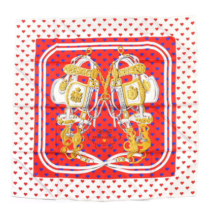 Hermes Silk Brides De Gala Love Scarf 90 Rouge Vif Marine White 1 of 4