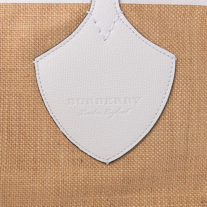 Burberry Raffia Logo Print The Giant Reversible Tote Bag Chalk White 6 of 9
