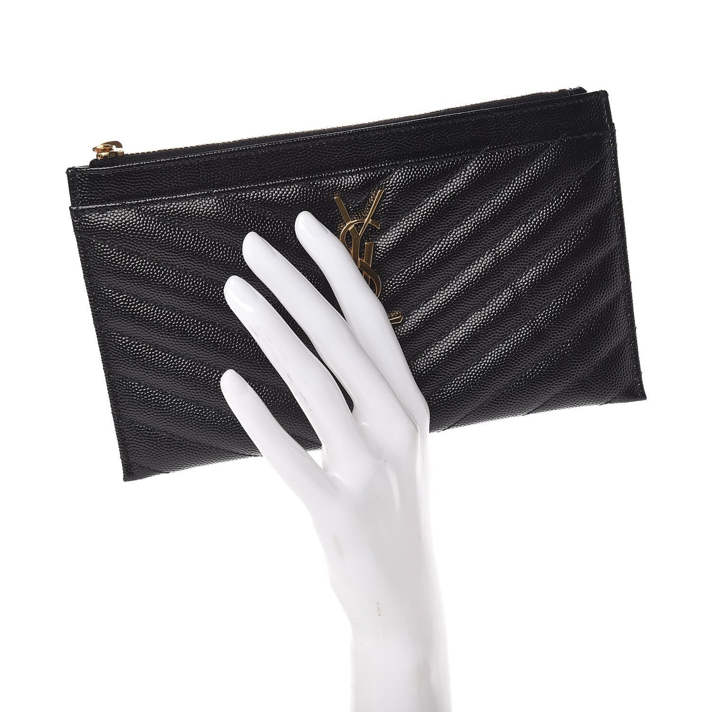 Grain De Poudre Chevron Monogram Bill Pouch Black