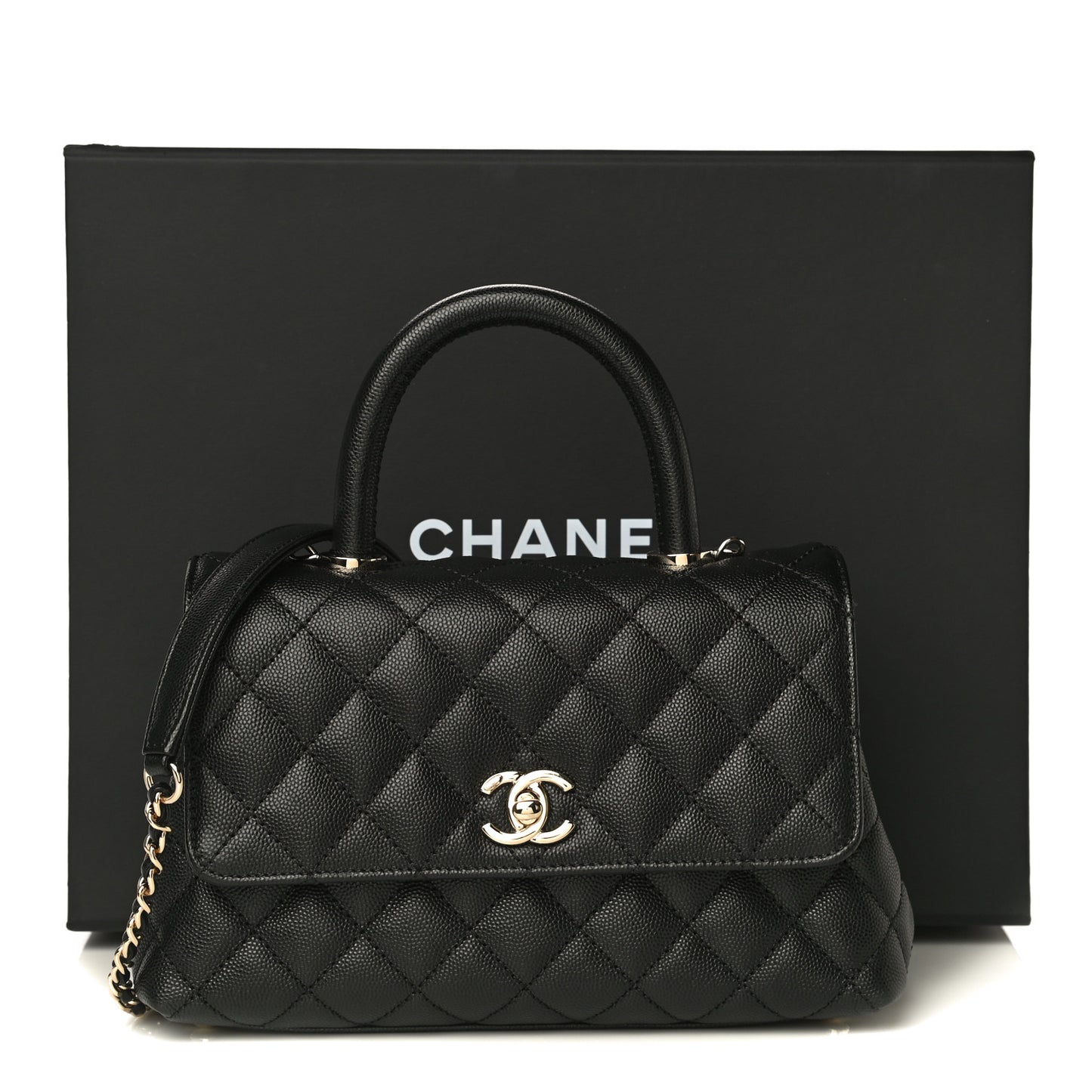 Caviar Quilted Mini Coco Handle Flap Black