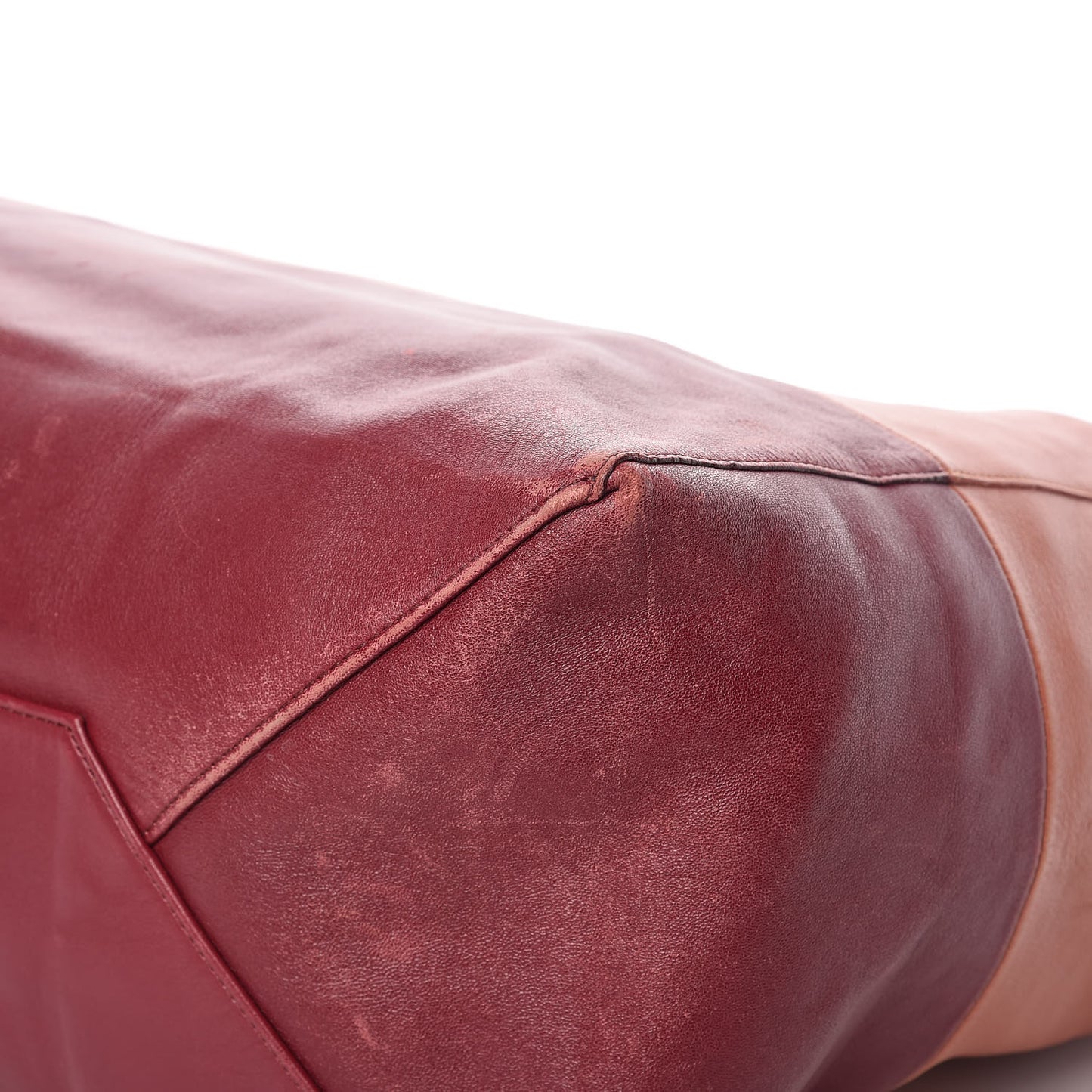 Lambskin Horizontal Bi-Color Cabas Peach Rust
