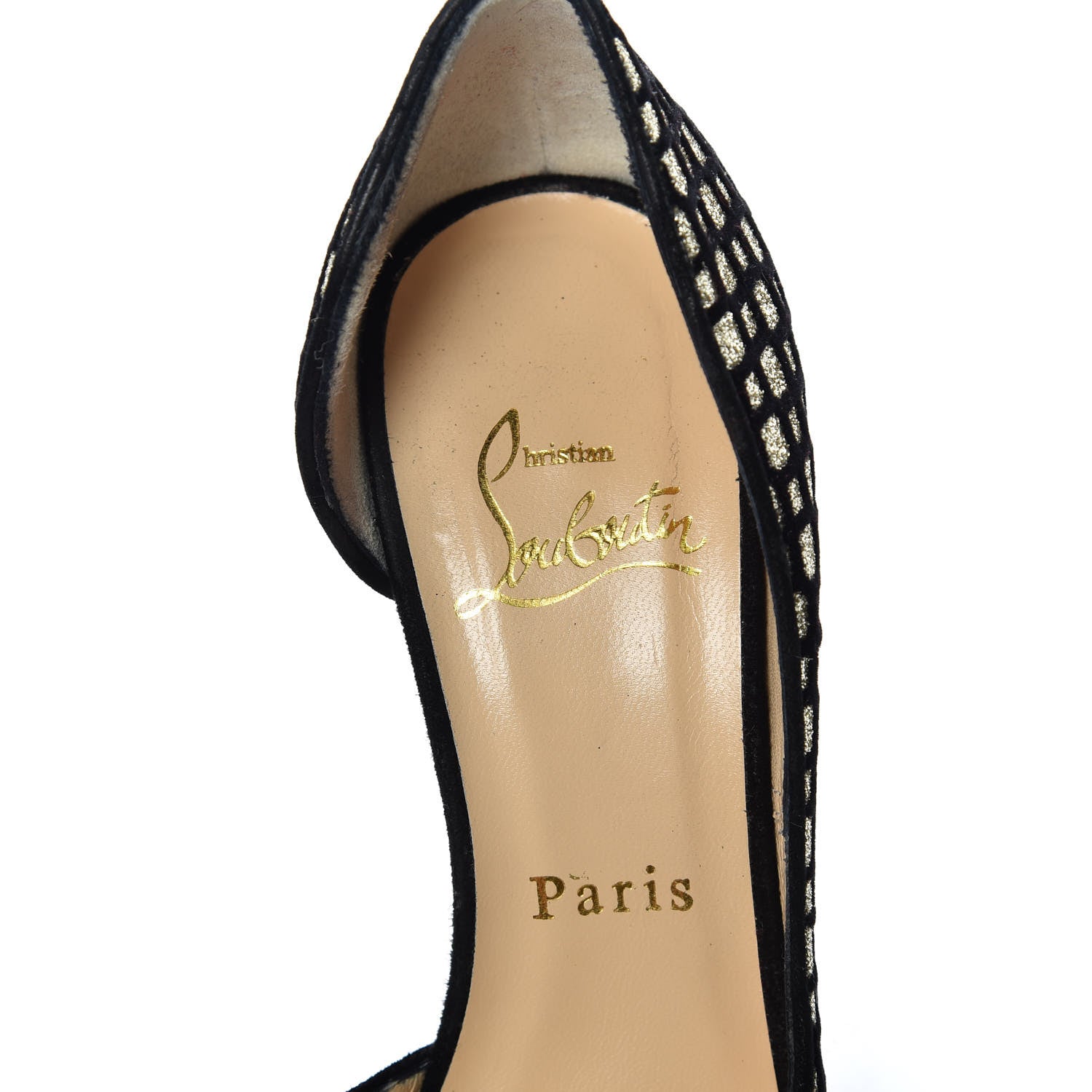 Christian Louboutin Glitter Floque Suede Iriza 100 Pumps 35 Platine Black 8 of 12