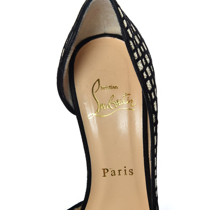 Christian Louboutin Glitter Floque Suede Iriza 100 Pumps 35 Platine Black 8 of 12