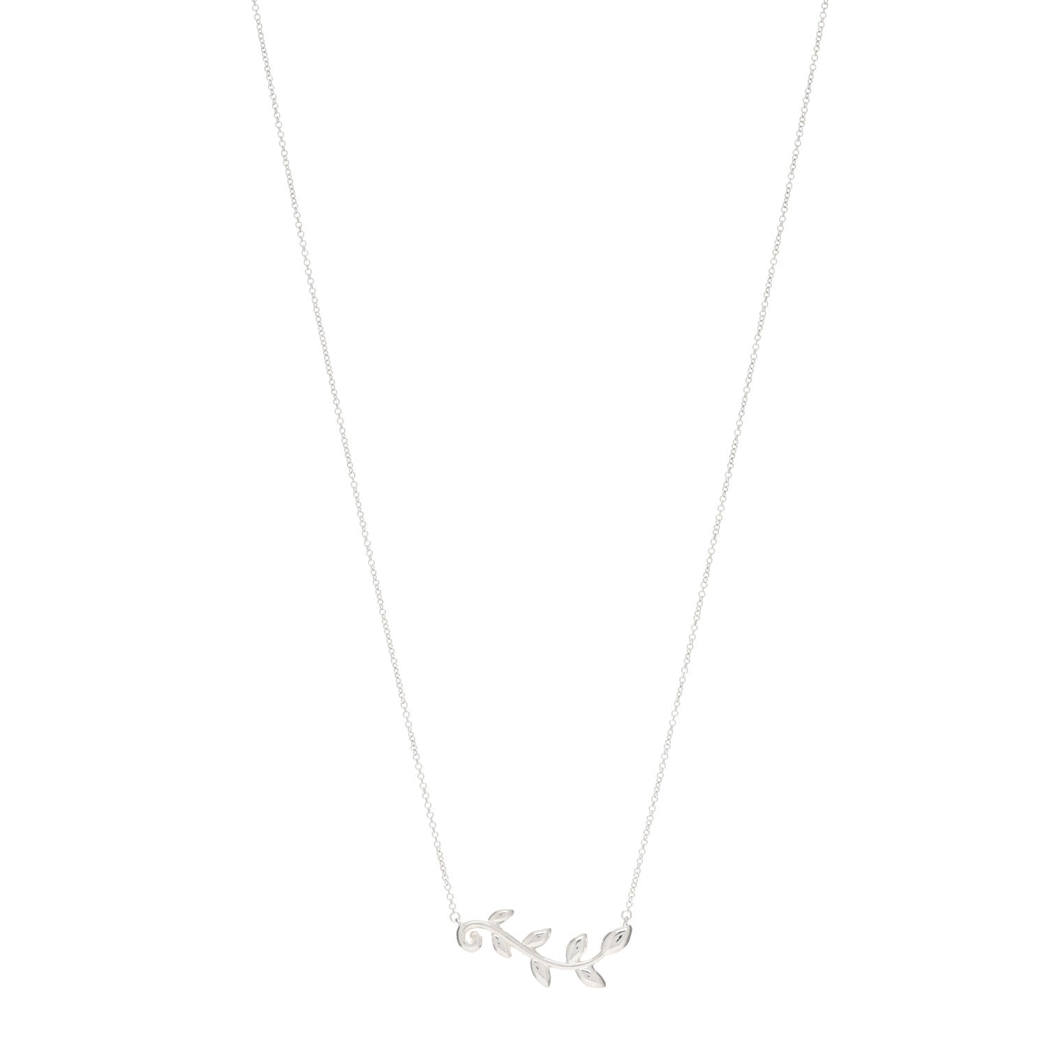 Tiffany Sterling Silver Paloma Picasso Olive Leaf Vine Pendant Necklace 1 of 3