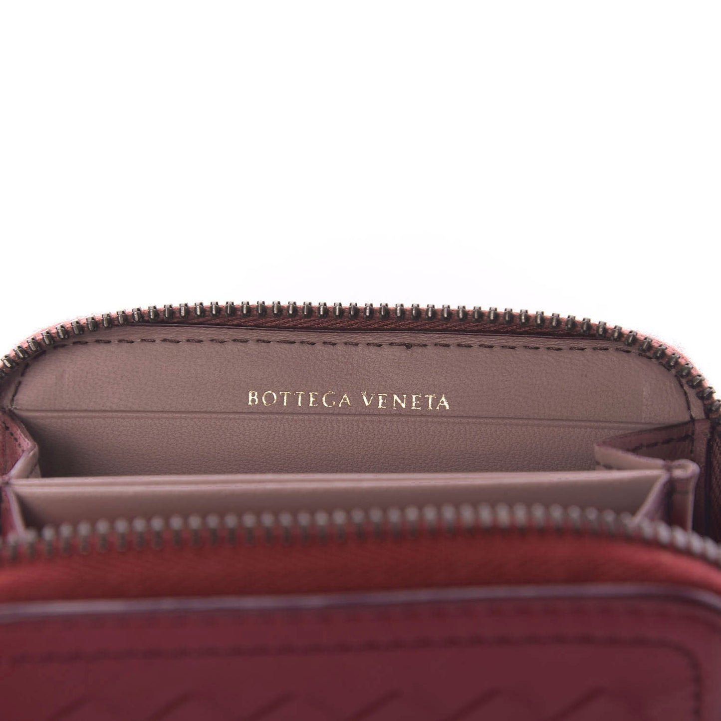 Nappa Intrecciato Zip Around Coin Purse Red