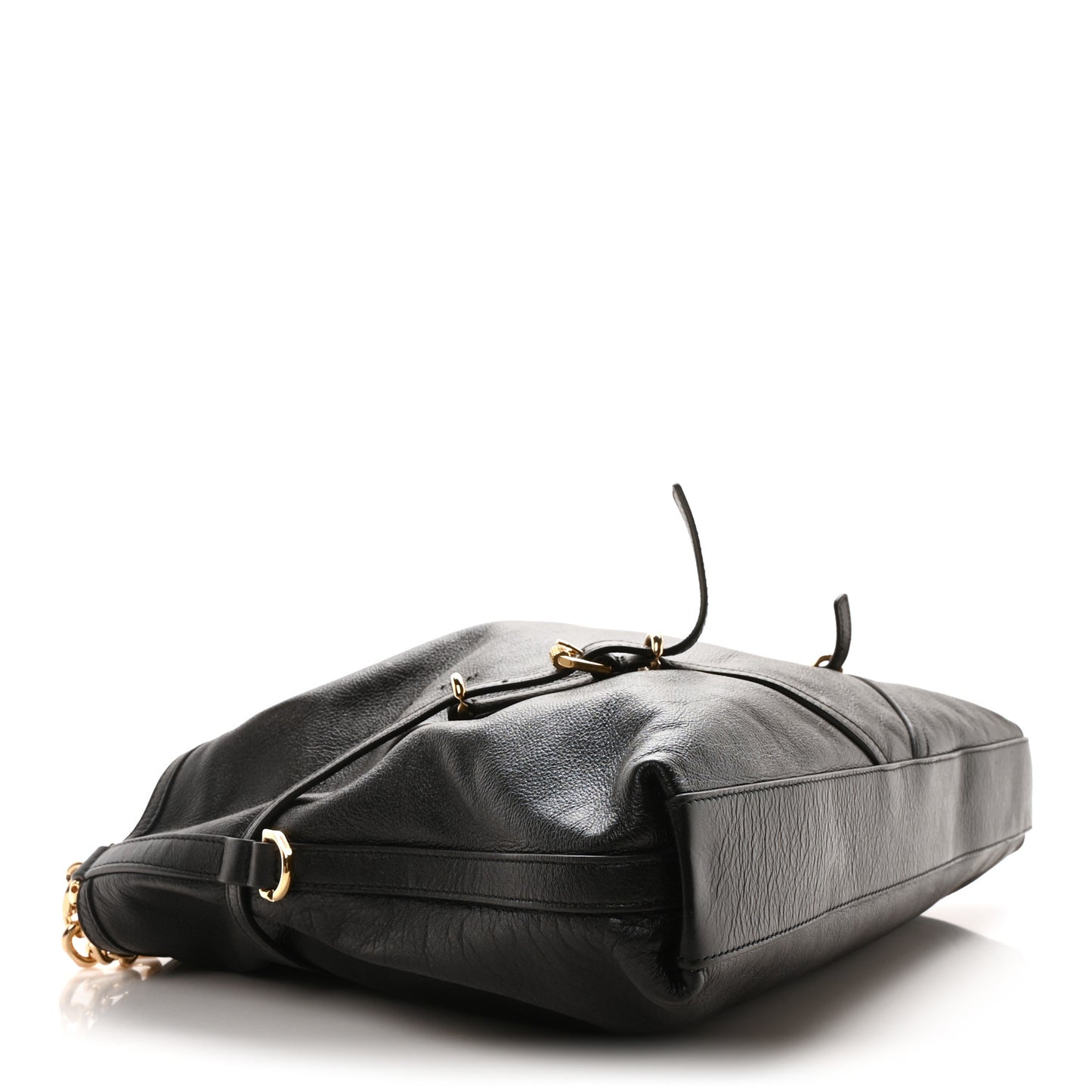 Tumbled Calfskin Medium Voyou Bag Black
